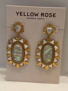 Kendra Scott Yellow Rose Gold Havana  Statement Earrings - White
